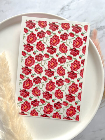 1 Sheet, Approx 13x90cm, Floral Print Water Decal Image Transfer for Polymer Clay / Ceramics